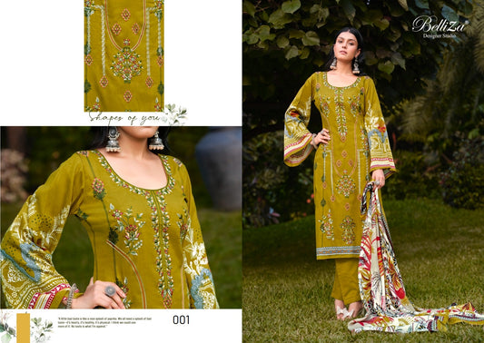 Belliza Studio Pakistani Designer Classic Pure Cotton Embroidered Suit