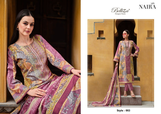 Naira Pakistani Designer Pure Cotton Embroidered Shalwar Suit