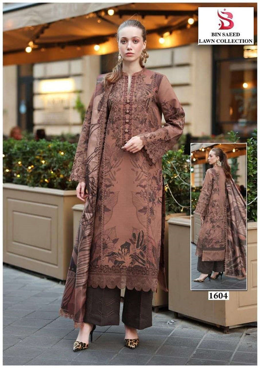 Bin Saeed Pakistani Designer Hit Printed Lawn Cotton Suit - AliShaif