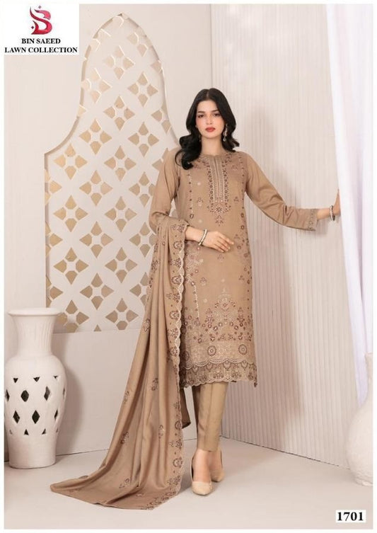 Bin Saeed Pakistani Designer Hit Printed Lawn Cotton Suit