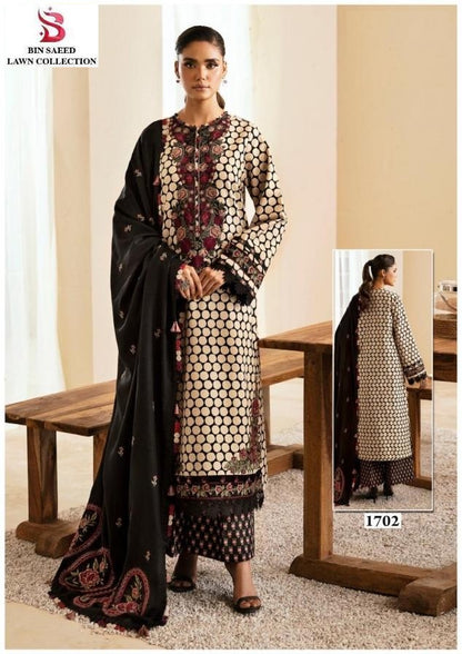 Bin Saeed Pakistani Designer Hit Printed Lawn Cotton Suit