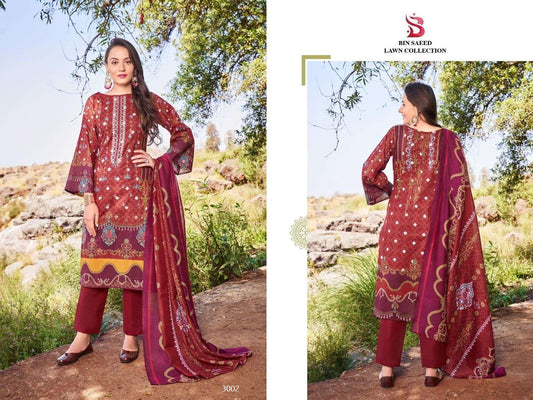 Bin Saeed Pakistani Designer Luxury Hit Embroidered Lawn Suit