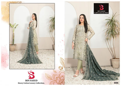 Bin Saeed Pakistani Designer Hit Printed Lawn Cotton Suit