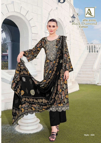 Black Diamond Pakistani Designer Embroidered Rayon Lawn Suit