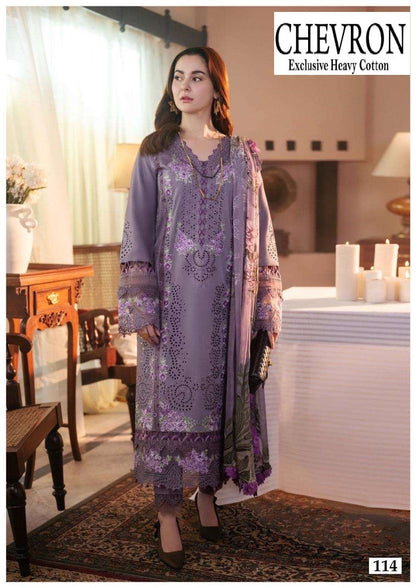 Chevron Pakistani Designer Pure Lawn Cotton Printed Suit
