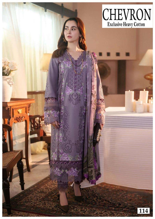 Chevron Pakistani Designer Pure Lawn Cotton Printed Suit