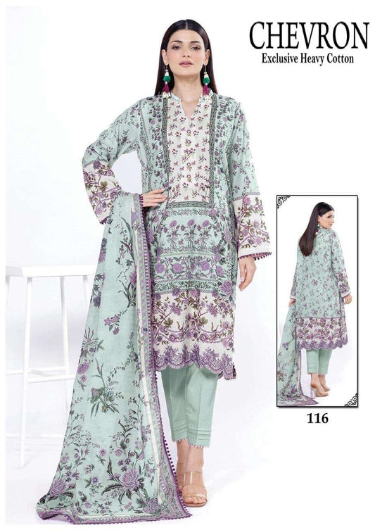 Chevron Pakistani Designer Pure Lawn Cotton Printed Suit