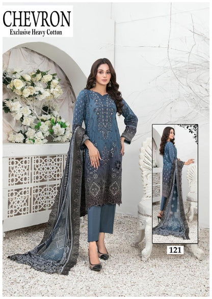 Chevron Pakistani Designer Pure Lawn Cotton Printed Suit