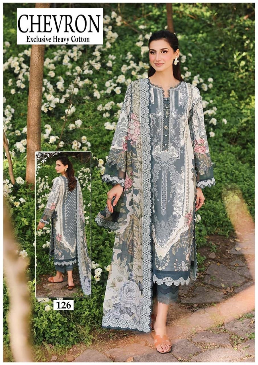 Chevron Pakistani Designer Pure Lawn Cotton Printed Suit