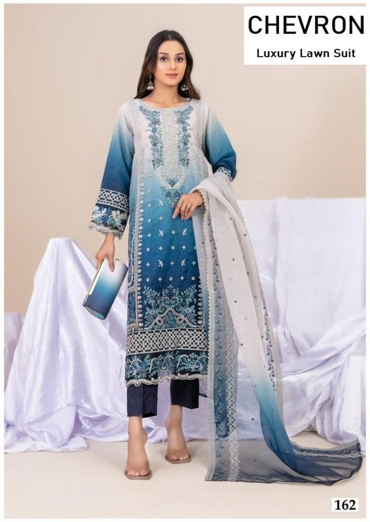 Chevron Pakistani Designer Pure Lawn Cotton Printed Suit
