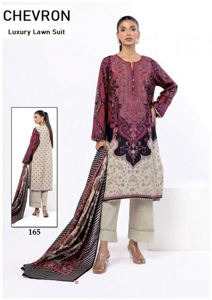 Chevron Pakistani Designer Pure Lawn Cotton Printed Suit