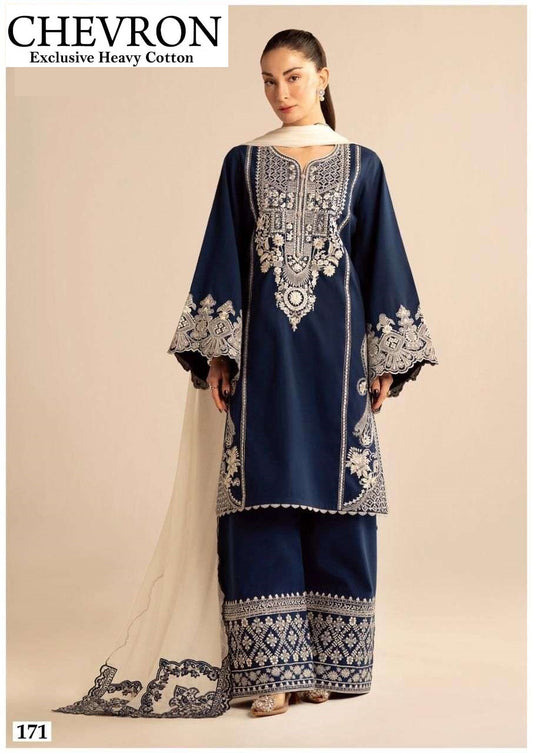 Chevron Pakistani Designer Pure Lawn Cotton Printed Suit