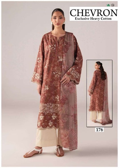Chevron Pakistani Designer Pure Lawn Cotton Printed Suit