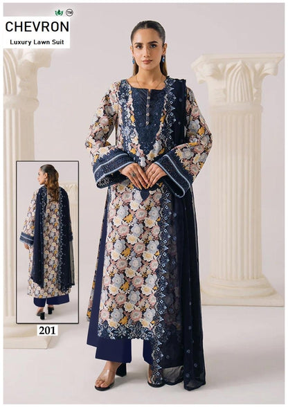 Chevron Pakistani Designer Pure Lawn Cotton Printed Suit