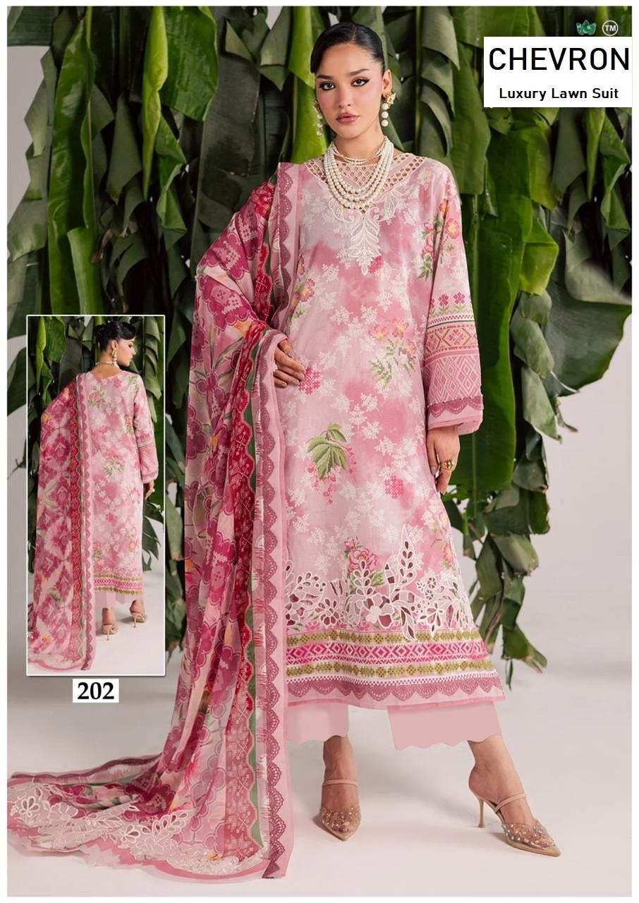 Chevron Pakistani Designer Pure Lawn Cotton Printed Suit