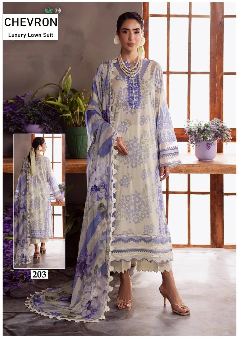 Chevron Pakistani Designer Pure Lawn Cotton Printed Suit