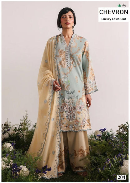 Chevron Pakistani Designer Pure Lawn Cotton Printed Suit