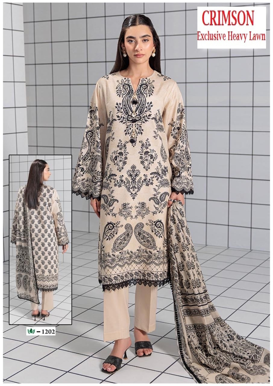Crimson Pakistani Designer Hit Cotton Printed Suit
