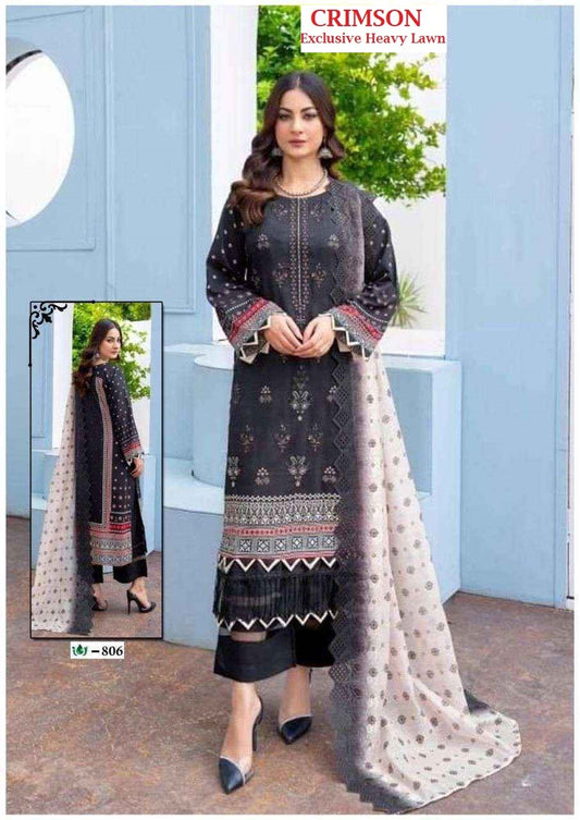 Crimson Pakistani Designer Hit Cotton Print Suit