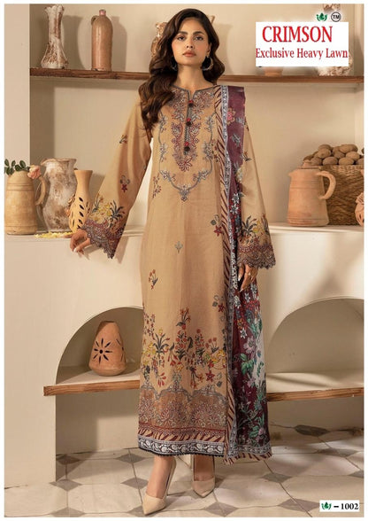 Crimson Pakistani Designer Hit Cotton Printed Suit