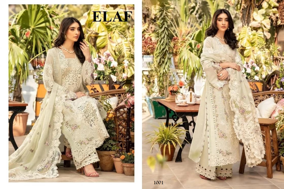 Elaf Pakistani Designer Luxury Embroidered Pure Cotton Lawn Suit