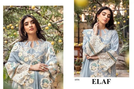 Elaf Pakistani Designer Luxury Embroidered Pure Cotton Lawn Suit