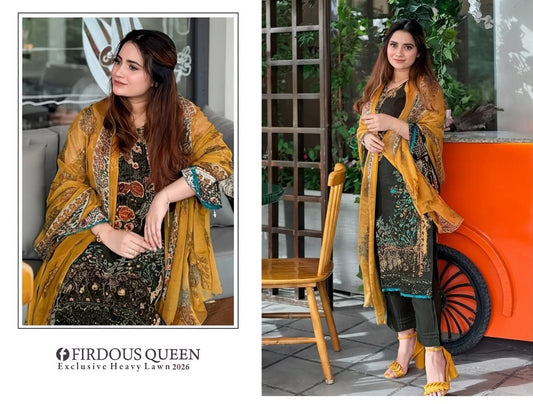 Firdous Queen Exclusive Pakistani Designer Embroidered Lawn Suit