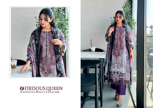 Firdous Queen Exclusive Pakistani Designer Embroidered Lawn Suit
