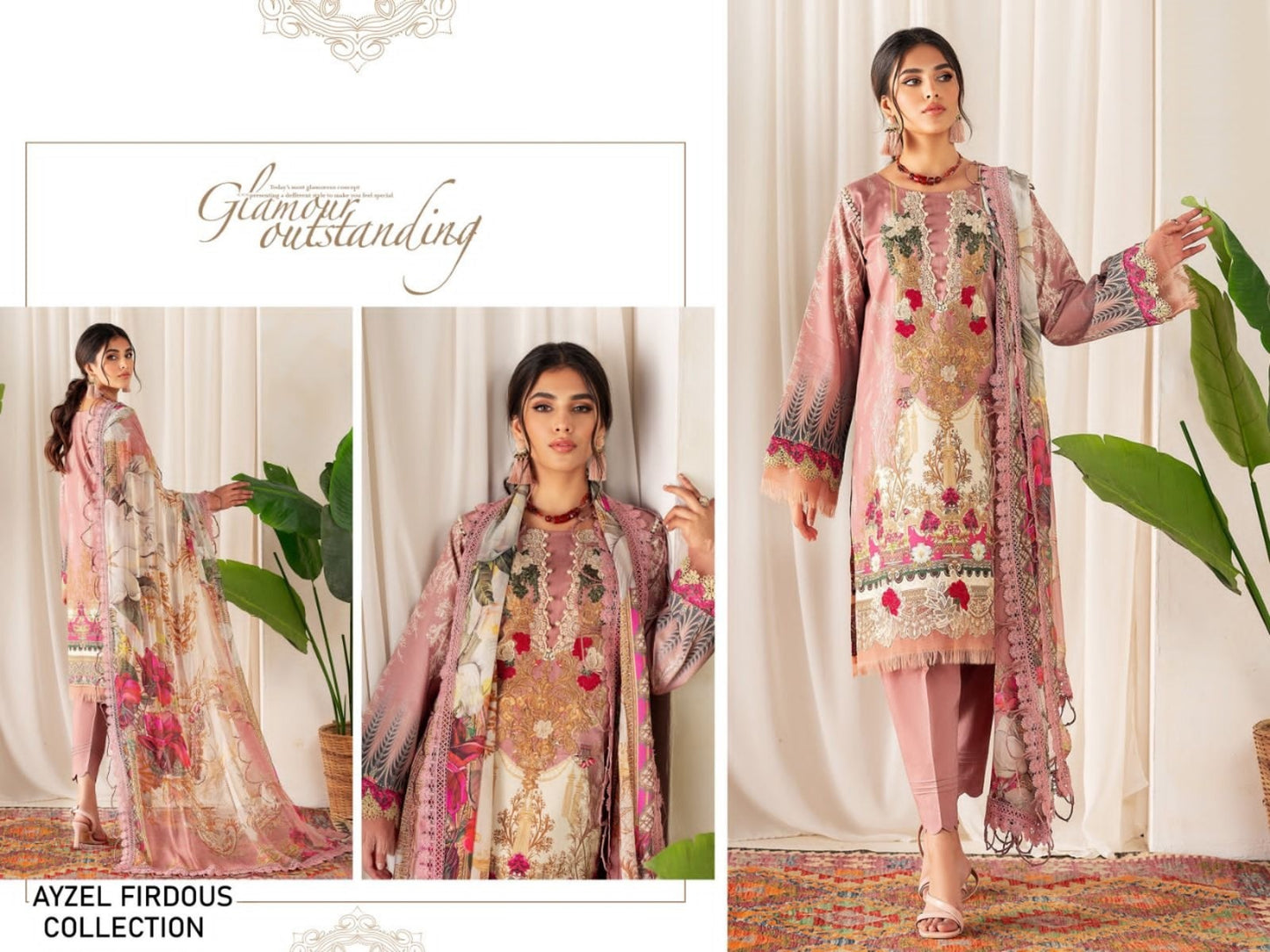 Firdous Exclusive Pakistani Designer Embroidered Lawn Suit