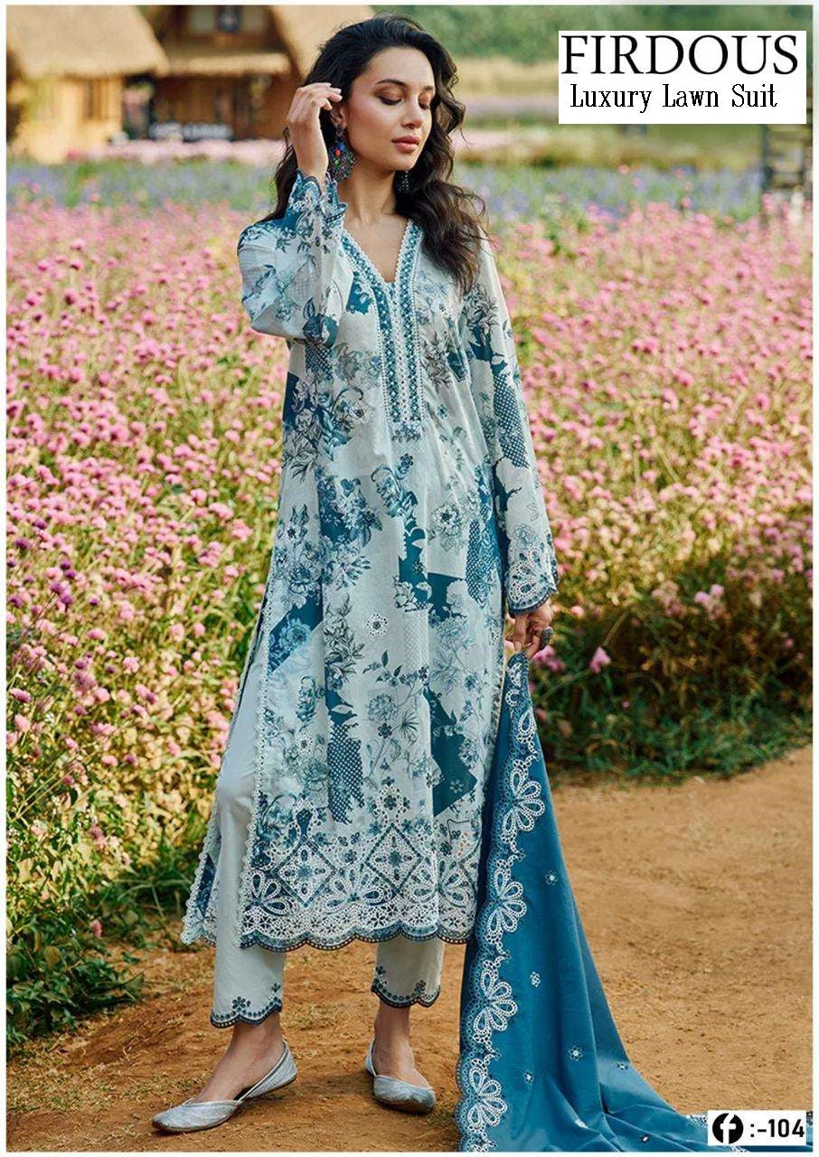 Firdous Pakistani Designer Printed Heavy Lawn Shalwar Suit