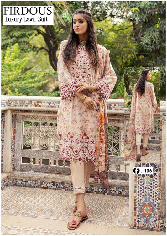 Firdous Pakistani Designer Printed Heavy Lawn Shalwar Suit