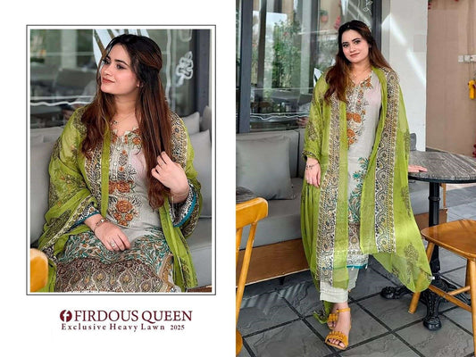 Firdous Queen Exclusive Pakistani Designer Embroidered Lawn Suit