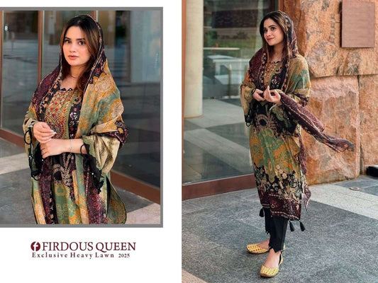 Firdous Queen Exclusive Pakistani Designer Embroidered Lawn Suit