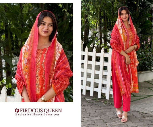 Firdous Queen Exclusive Pakistani Designer Embroidered Lawn Suit