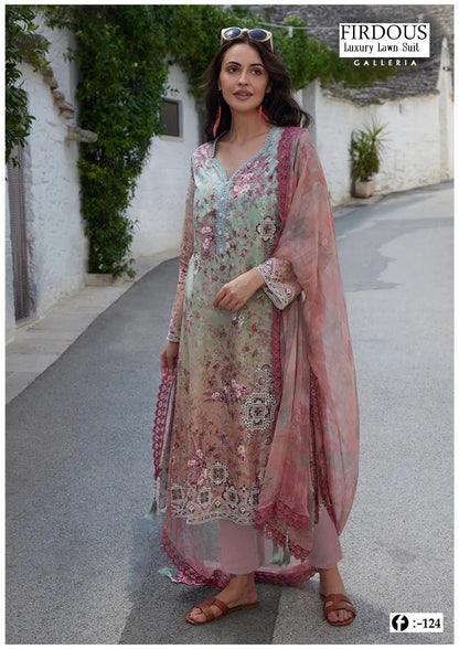 Firdous Pakistani Designer Printed Heavy Lawn Shalwar Suit