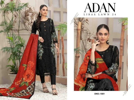 Adan Libas Pakistani Designer Chikankaari Embroidered Lawn Suit