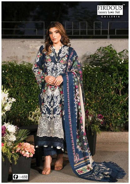 Firdous Pakistani Designer Printed Heavy Lawn Shalwar Suit