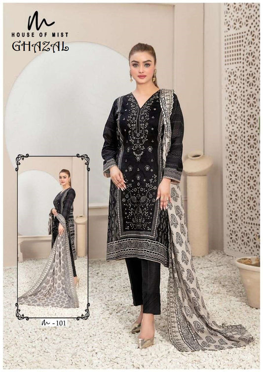 Ghazal Pakistani Designer Pure Cotton Printed Shalwar Suit