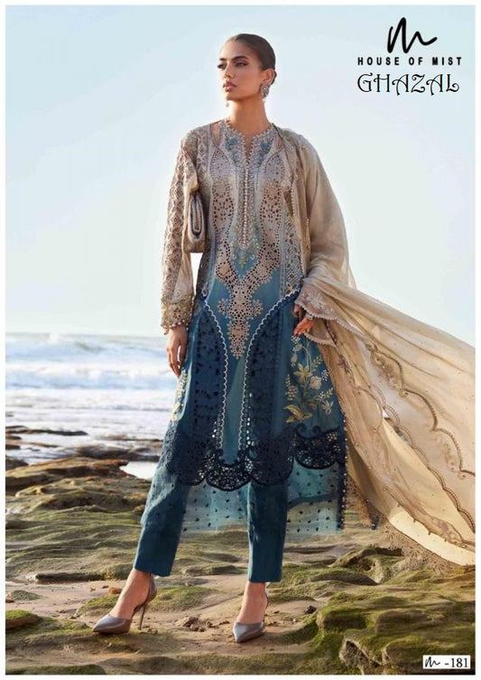 Ghazal Pakistani Designer Pure Cotton Printed Shalwar Suit - AliShaif