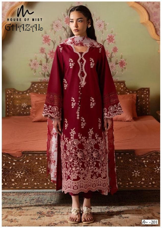 Ghazal Pakistani Designer Pure Cotton Printed Shalwar Suit - AliShaif