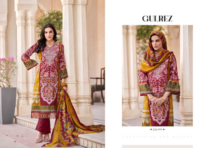Gulrez Pakistani Designer Pure Cotton Embroidered Shalwar Suit