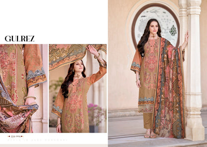 Gulrez Pakistani Designer Pure Cotton Embroidered Shalwar Suit