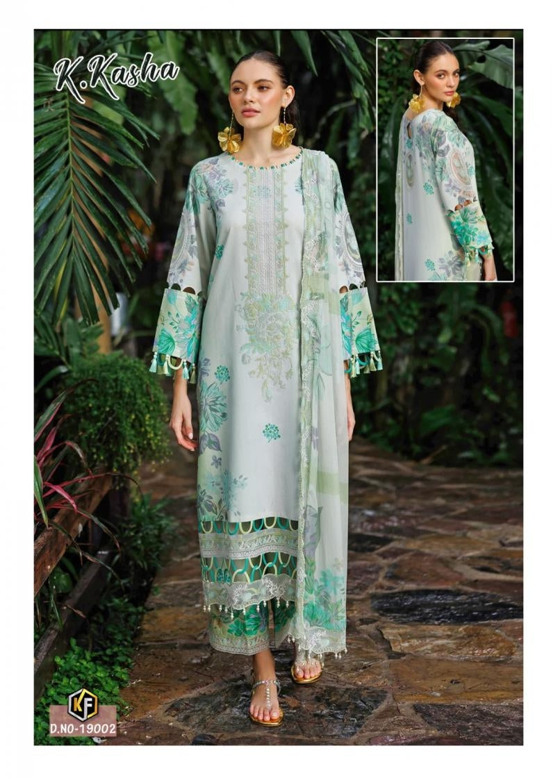 K.Kasha Pakistani Designer Pure Lawn Cotton Printed Suit