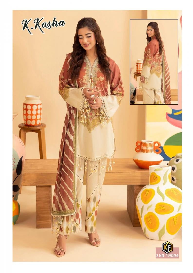 K.Kasha Pakistani Designer Pure Lawn Cotton Printed Suit