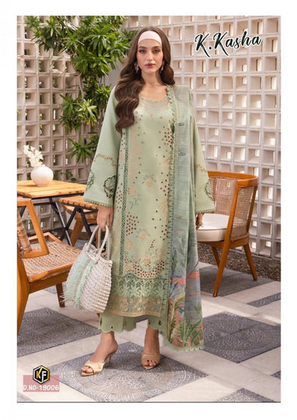 K.Kasha Pakistani Designer Pure Lawn Cotton Printed Suit