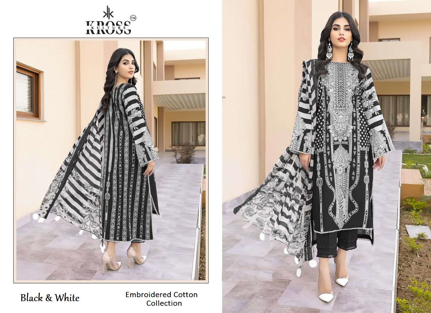 Kross Exclusive Pakistani Designer Embroidered Cotton Lawn Suit