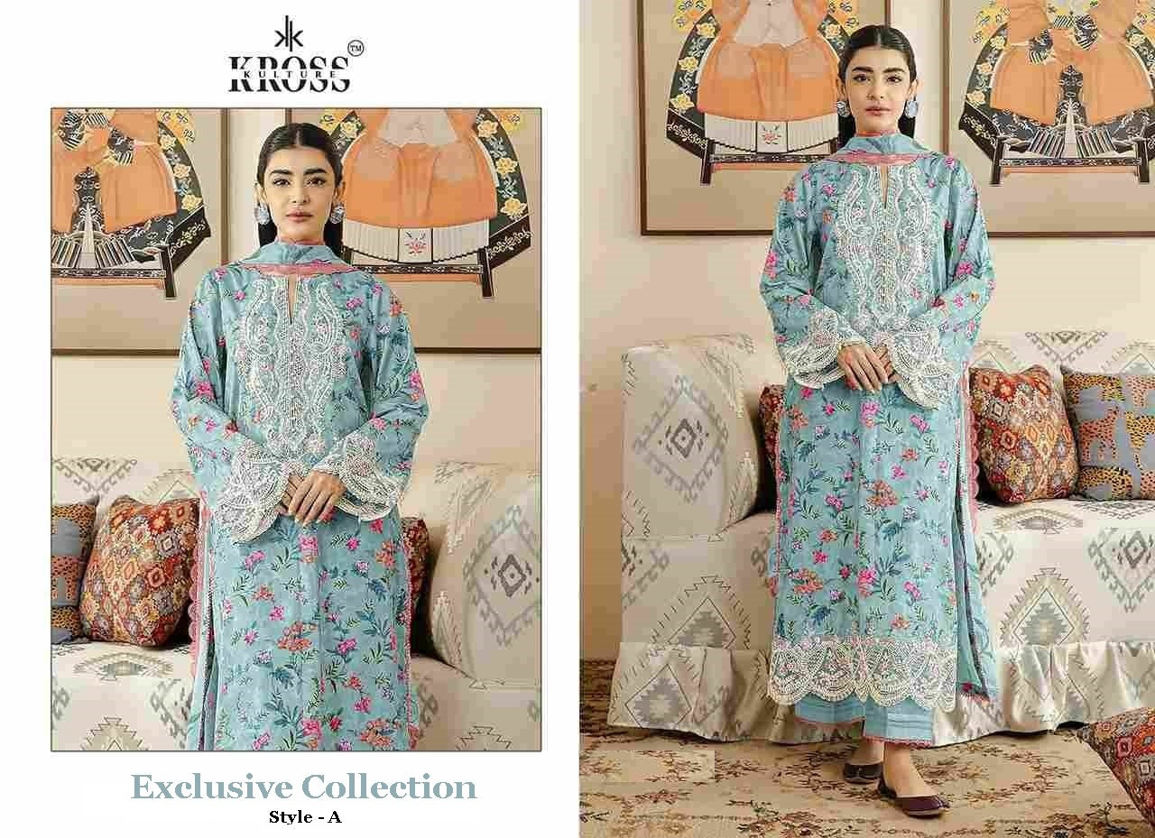 Kross Exclusive Pakistani Designer Embroidered Cotton Lawn Suit