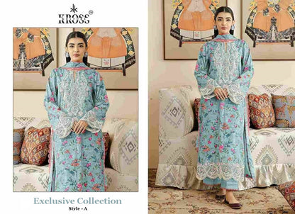 Kross Exclusive Pakistani Designer Embroidered Cotton Lawn Suit