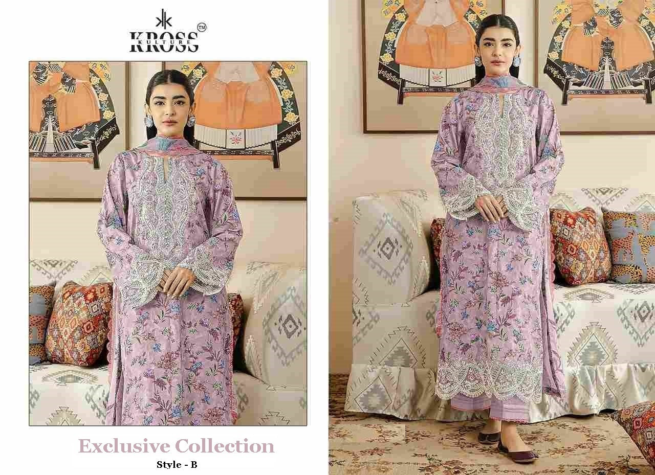 Kross Exclusive Pakistani Designer Embroidered Cotton Lawn Suit