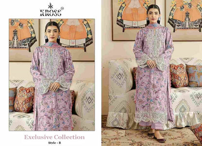 Kross Exclusive Pakistani Designer Embroidered Cotton Lawn Suit